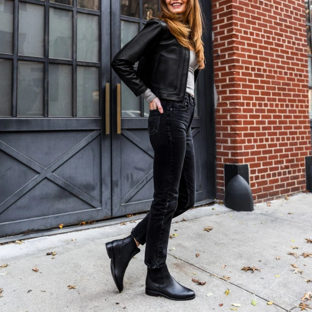 Women's Vintage Black Lambskin Biker Jacket