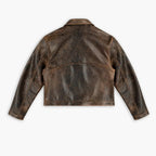 Women's Vintage Distressed Brown Lambskin Biker Jacket