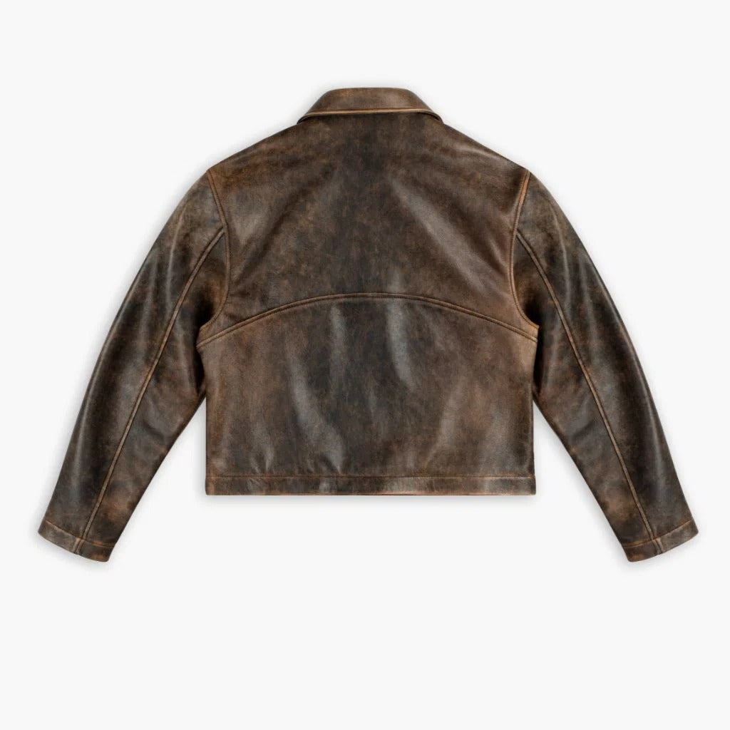 Women's Vintage Distressed Brown Lambskin Biker Jacket