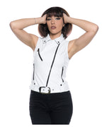 Women's White Leather Vest