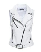 Women's White Leather Vest