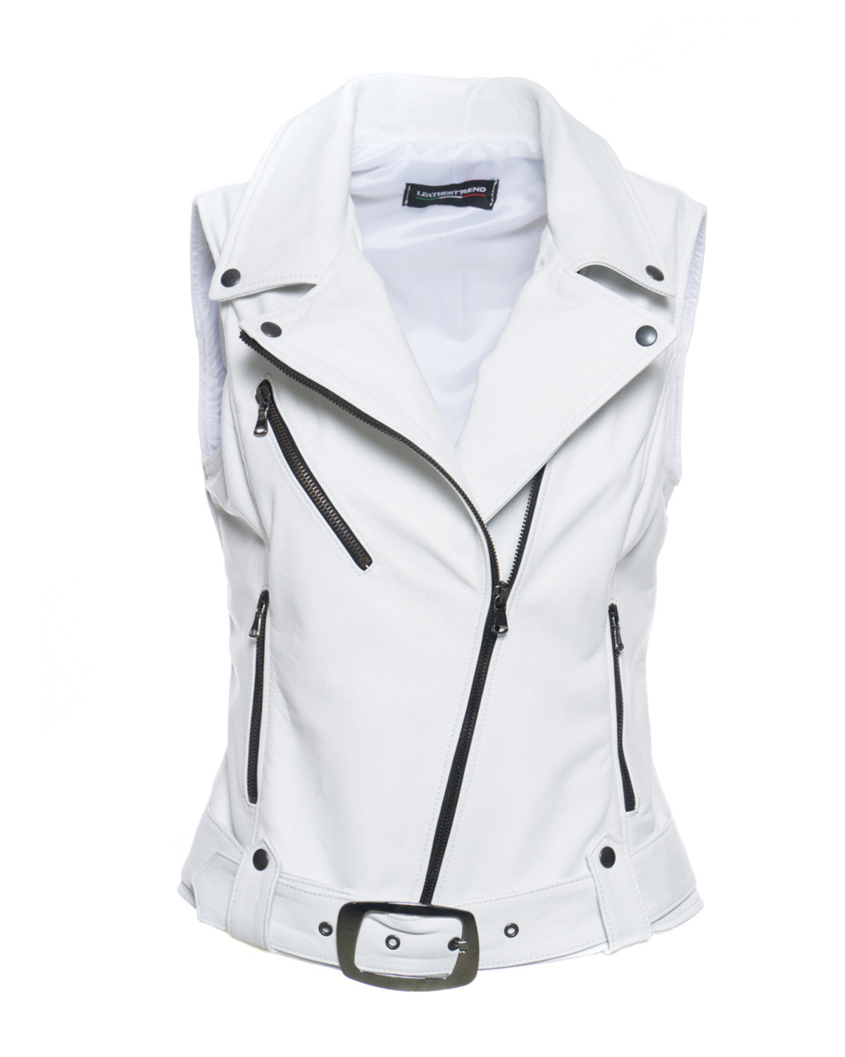 Women's White Leather Vest
