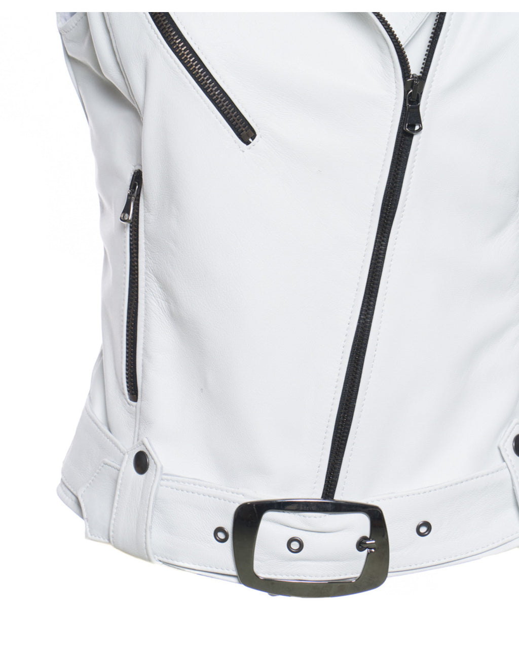 Women's White Leather Vest