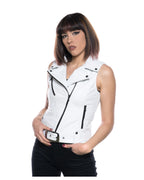 Women's White Leather Vest