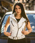 Women's White Leather Vest
