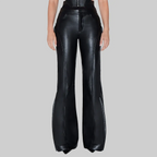 Women's Zip Flare Leather Pants
