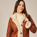 Women's Long Tailored Shearling-Lined Suede Coat