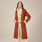 Women's Long Tailored Shearling-Lined Suede Coat