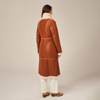 Women's Long Tailored Shearling-Lined Suede Coat